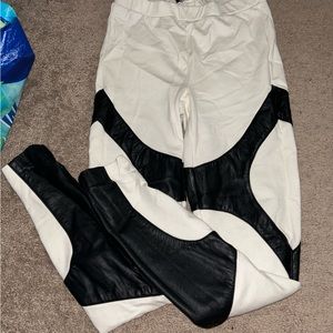 White & pleather leggings